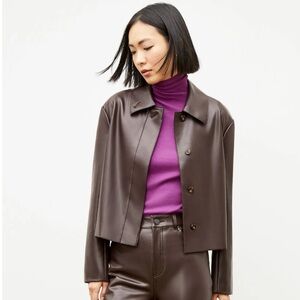 M.M. LaFleur Nicky Vegan Faux Leather Jacket Brown Size XXL 2XL NWT Minimalist